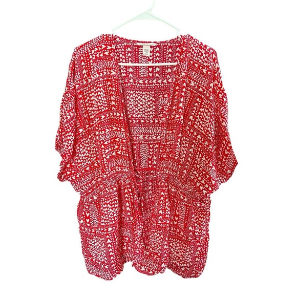 Victorias Secret Red  Hearts Batwing Sleeve Beach Cover-Up Kimono Robe OS - Picture 2 of 5